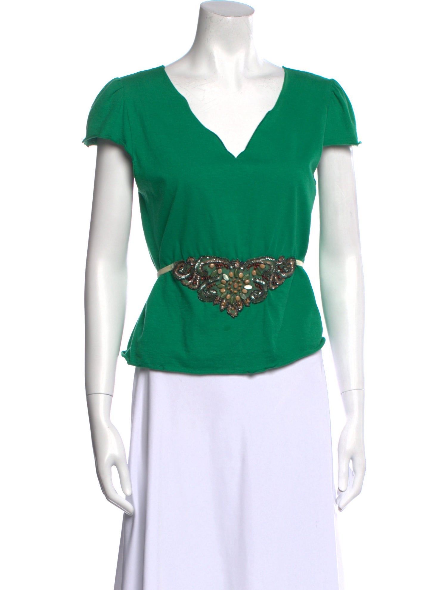 Anna Sui V-Neck Short Sleeve Top