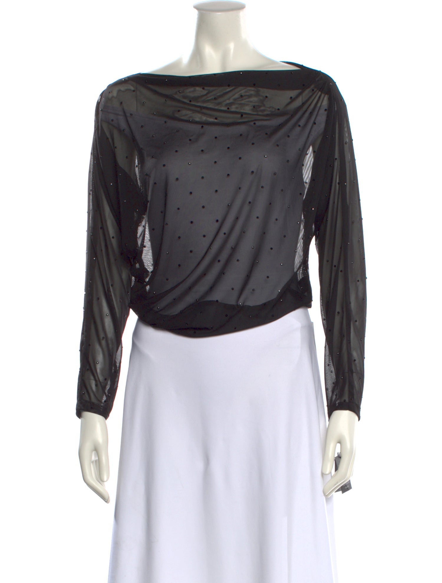 Anna Sui Bateau Neckline Long Sleeve Crop Top w/ Tags