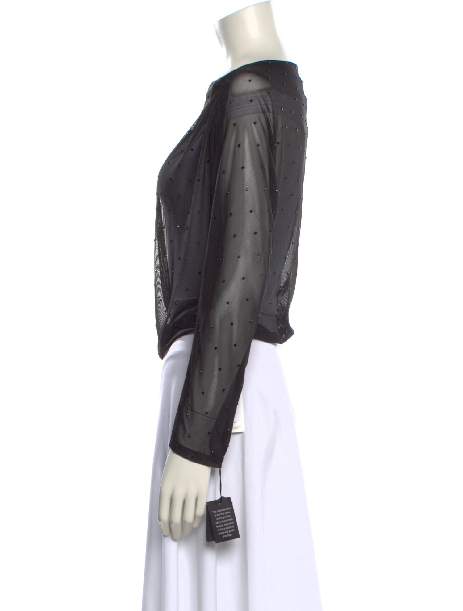 Anna Sui Bateau Neckline Long Sleeve Crop Top w/ Tags