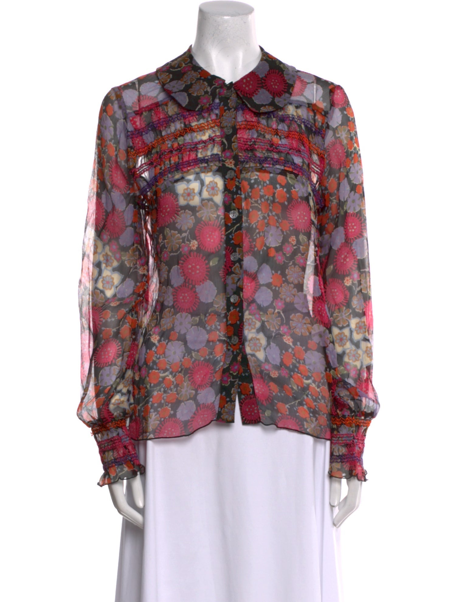 Anna Sui Silk Floral Print Blouse