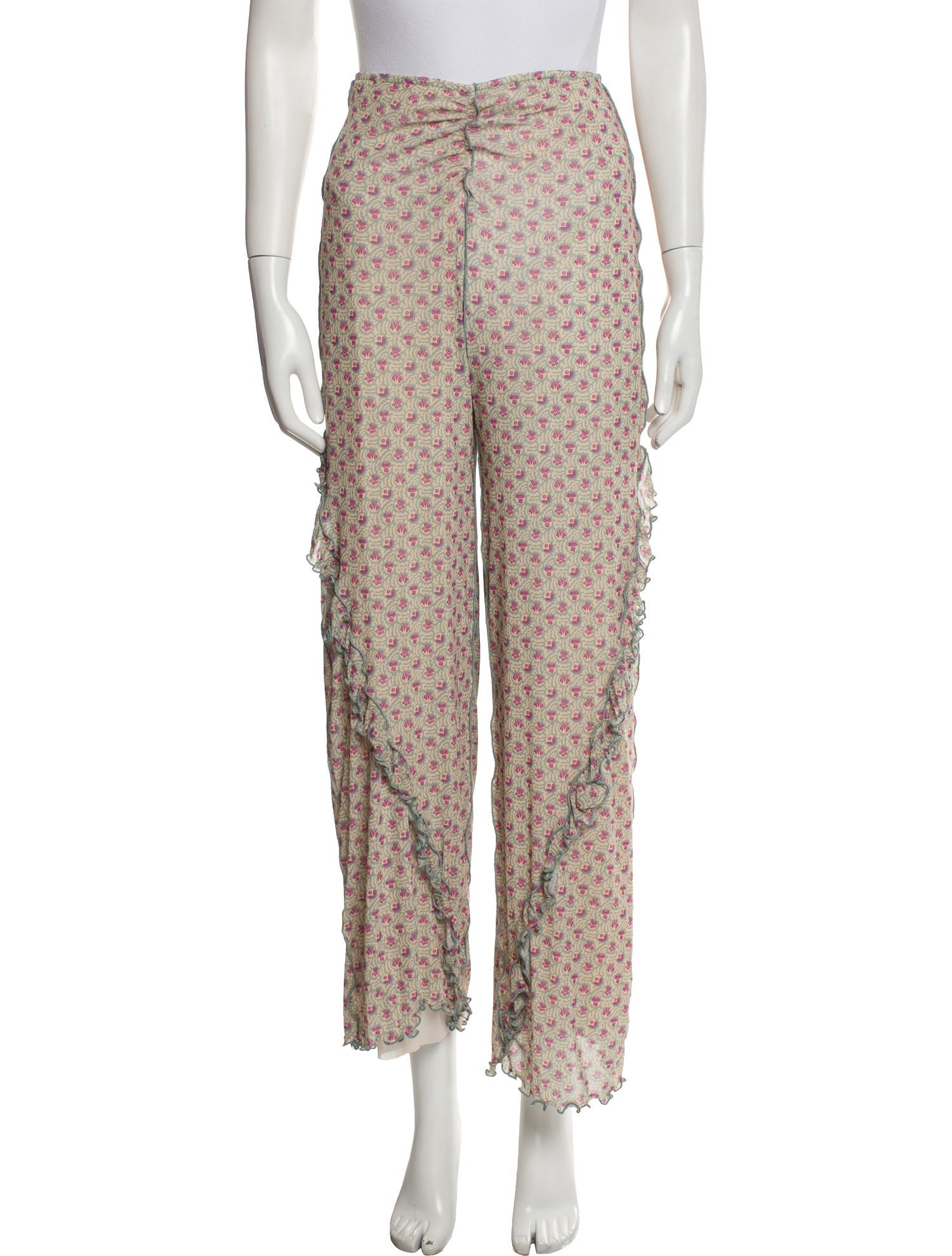 Anna Sui Printed Ruffle Embellishment Pajamas w/ Tags