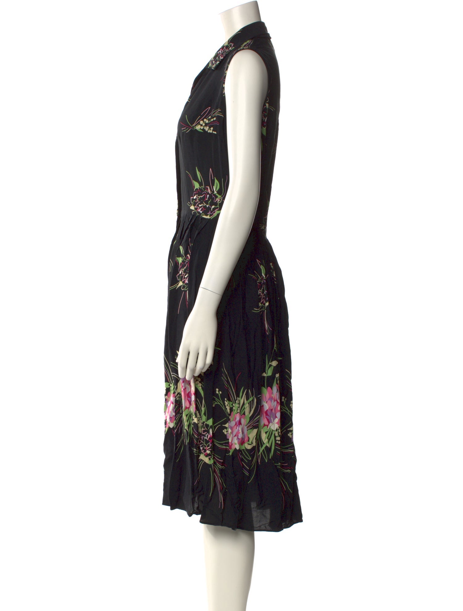 Anna Sui Floral Print Midi Length Dress