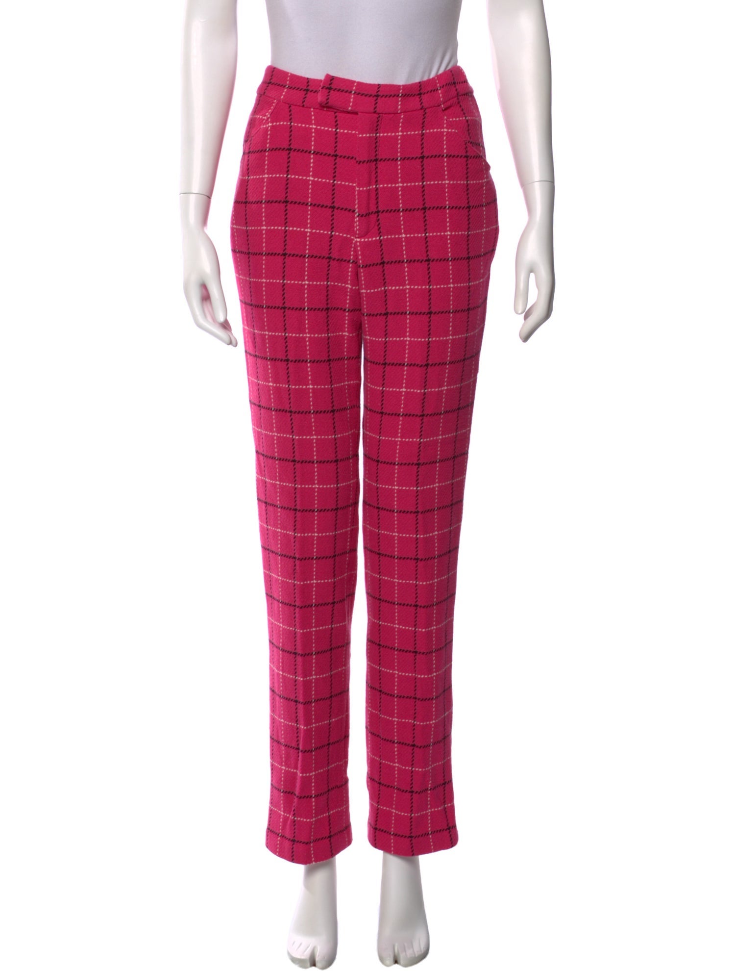 Anna Sui Plaid Print Straight Leg Pants