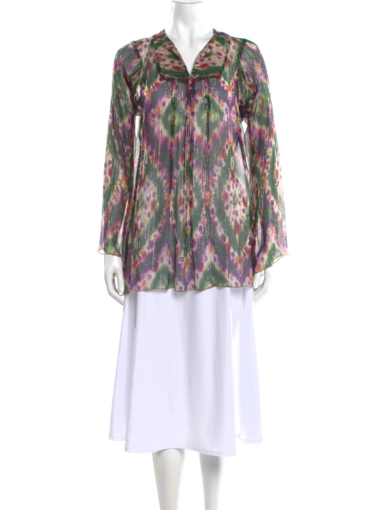 Anna Sui Printed V-Neck Tunic