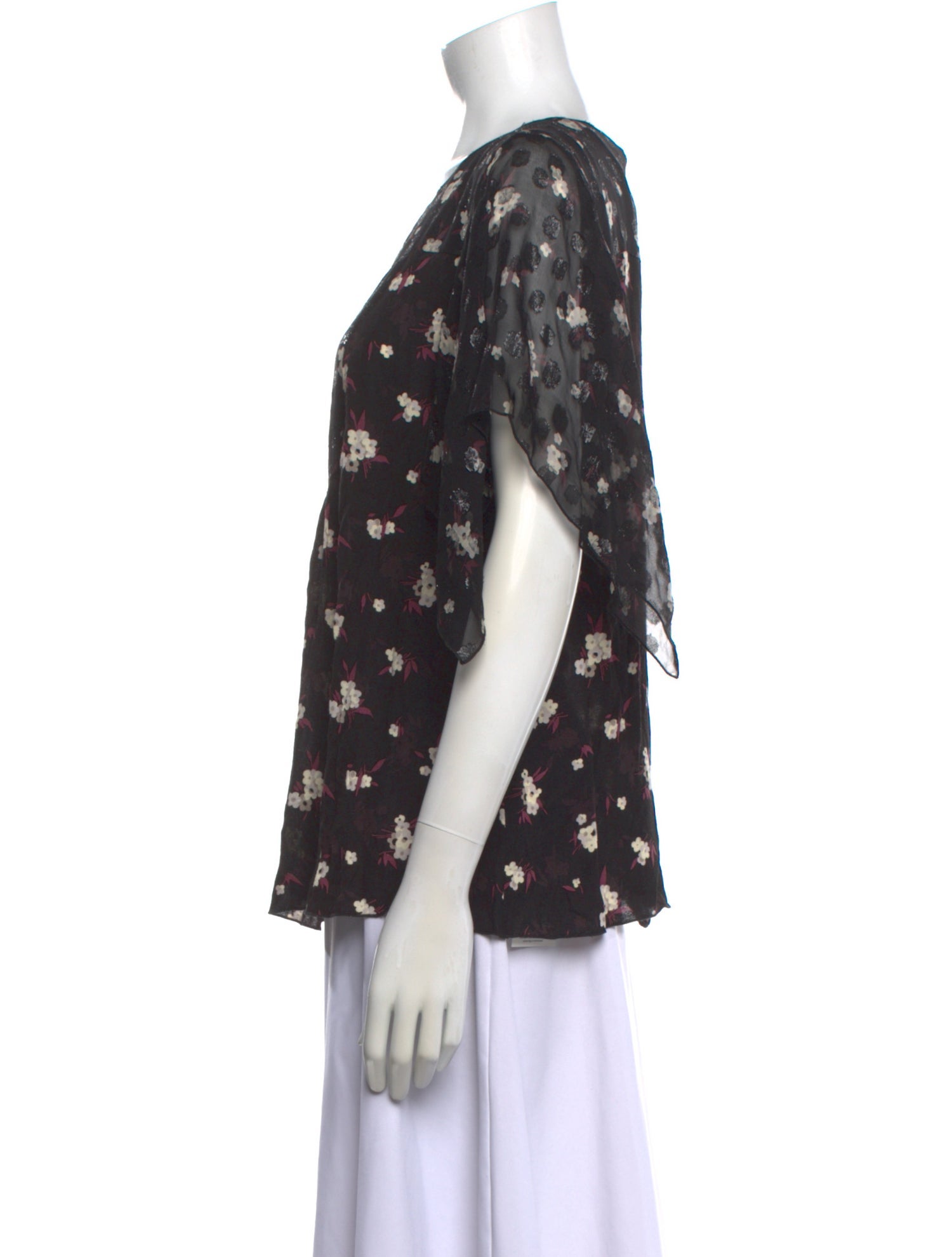 Anna Sui Floral Print V-Neck Blouse