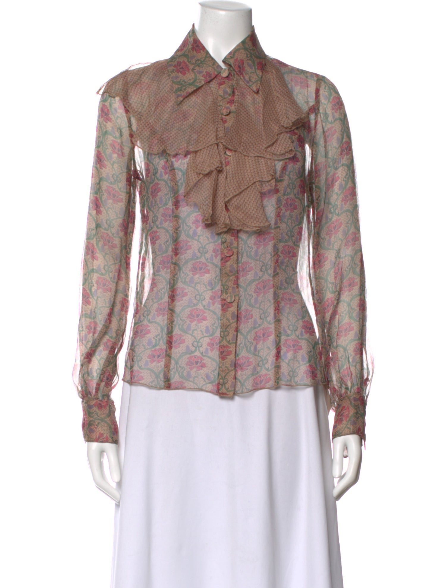 Anna Sui Silk Floral Print Blouse