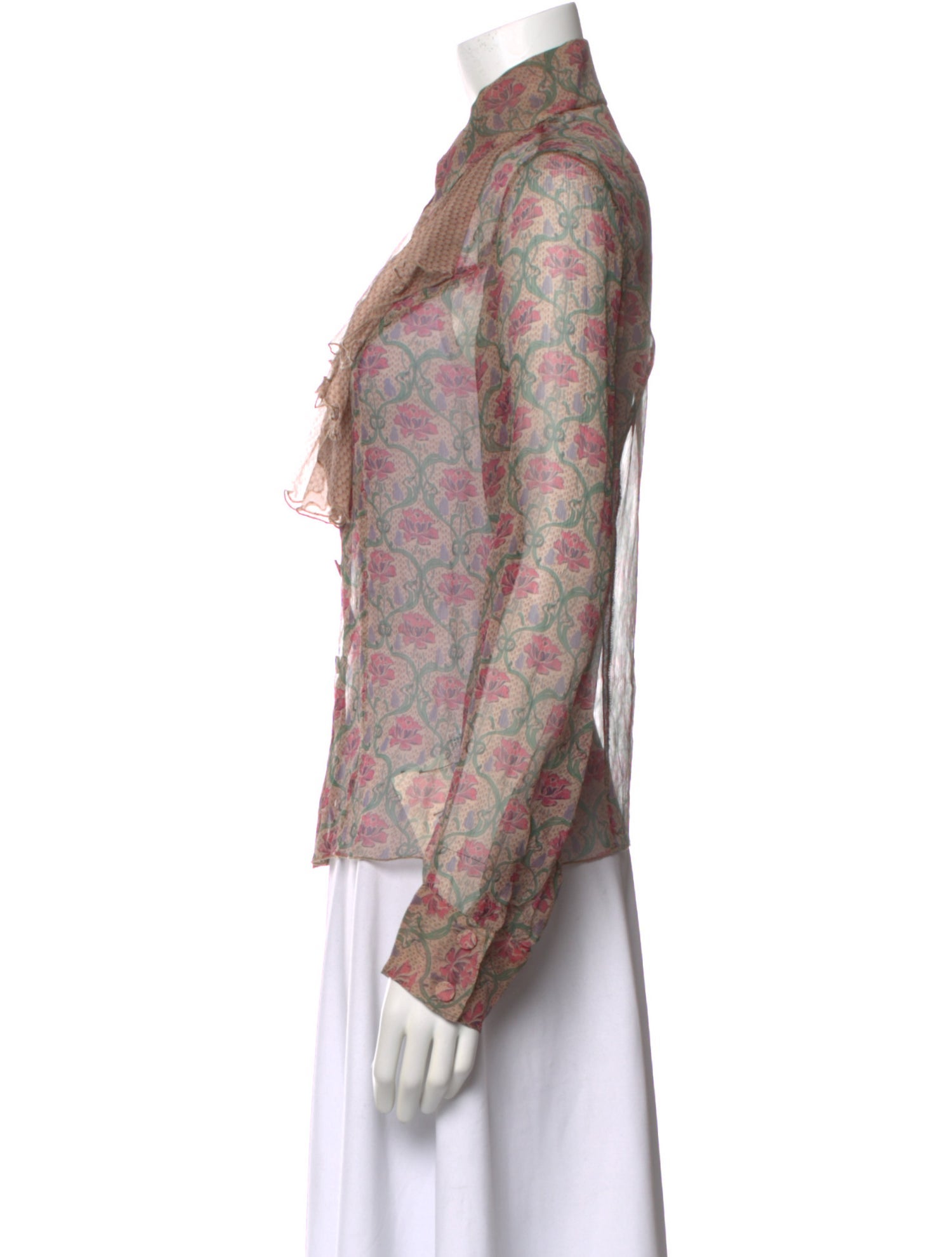 Anna Sui Silk Floral Print Blouse