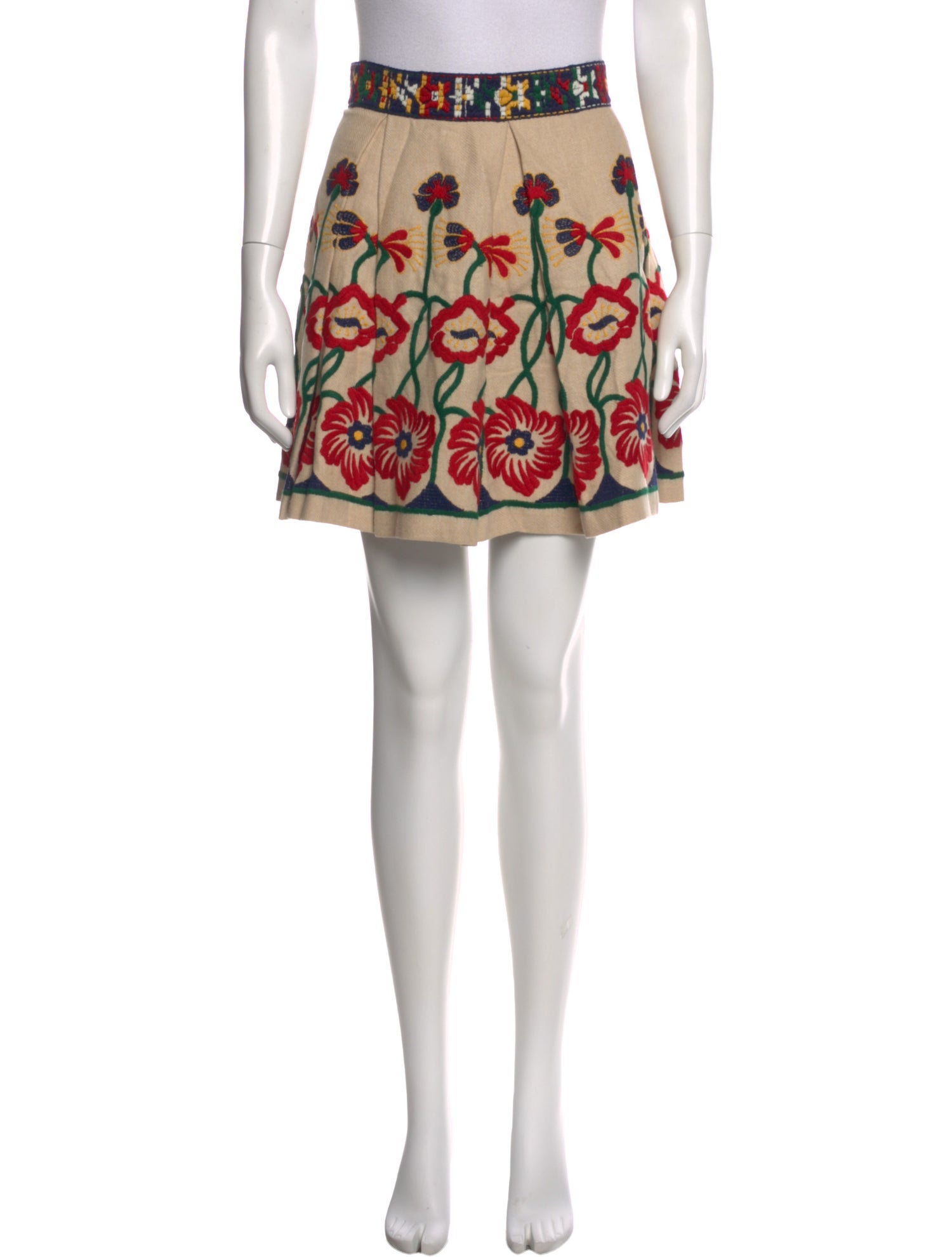 Anna Sui Embroidered Accent Mini Skirt