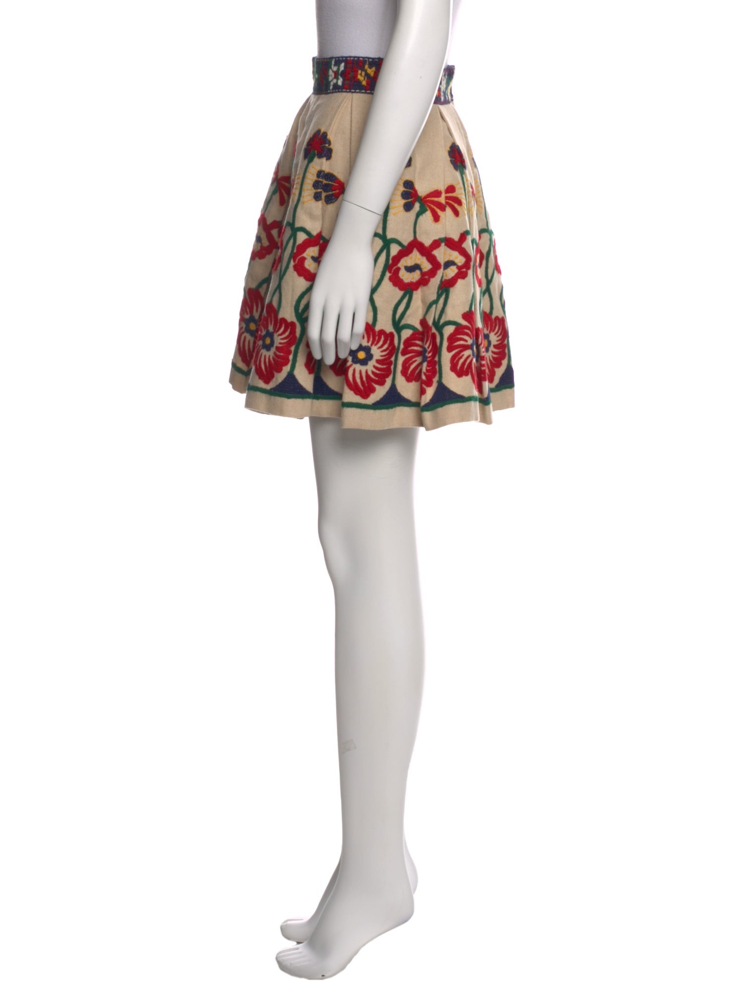 Anna Sui Embroidered Accent Mini Skirt