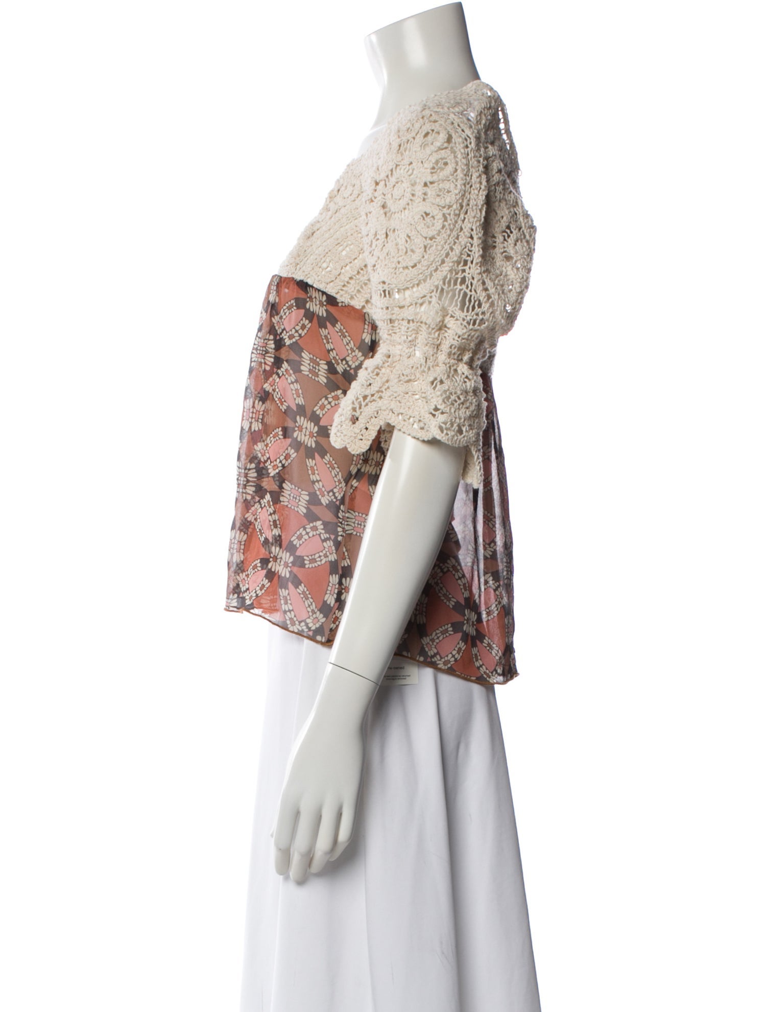 Anna Sui Patterned Square Neckline Blouse