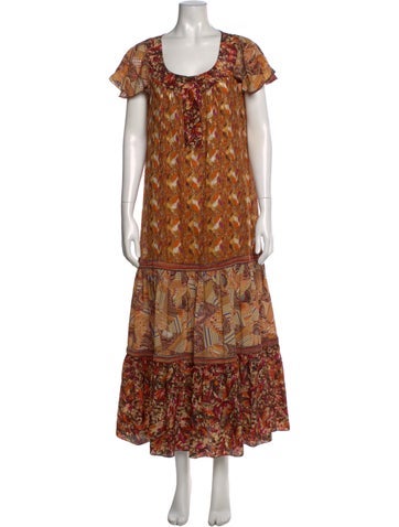 Pre-owned Anna Sui Printed Long Dress In Multicolor