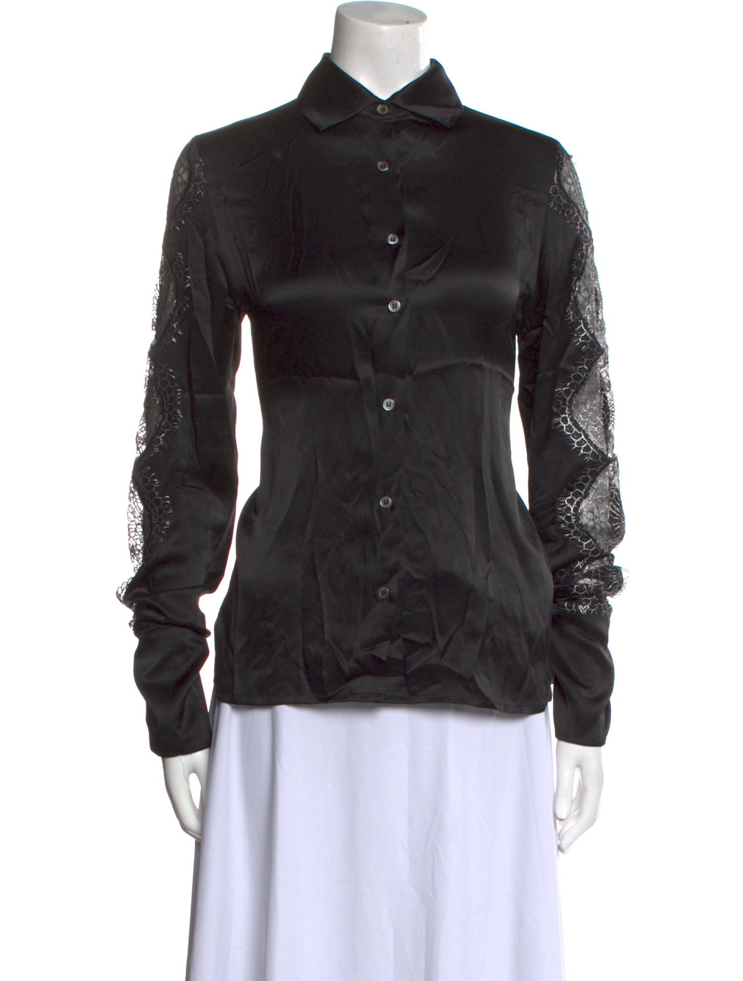 Anaïs Jourden Silk Long Sleeve Button-Up Top