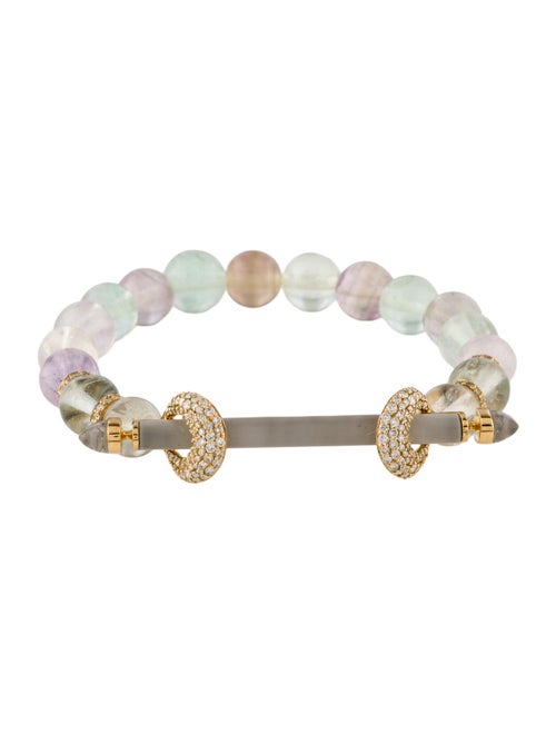 ANANYA 18K 1.38ctw Diamond, Fluorite & Quartz Chakra Bead Bracelet