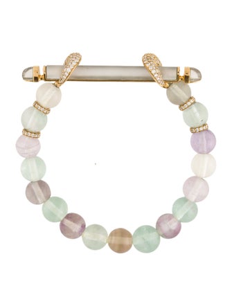 ANANYA 18K 1.38ctw Diamond, Fluorite & Quartz Chakra Bead Bracelet