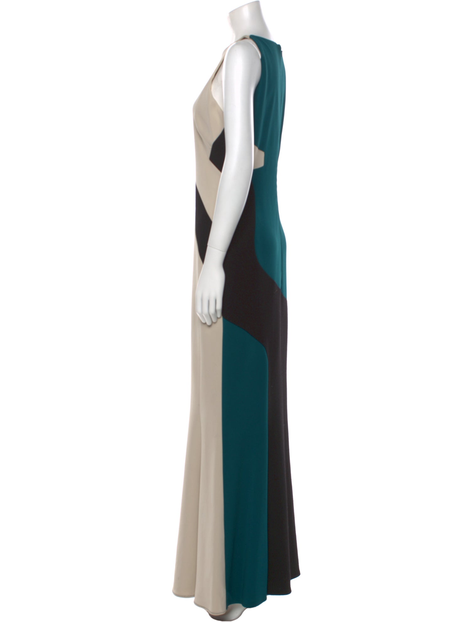 Antonio Berardi Colorblock Pattern Long Dress