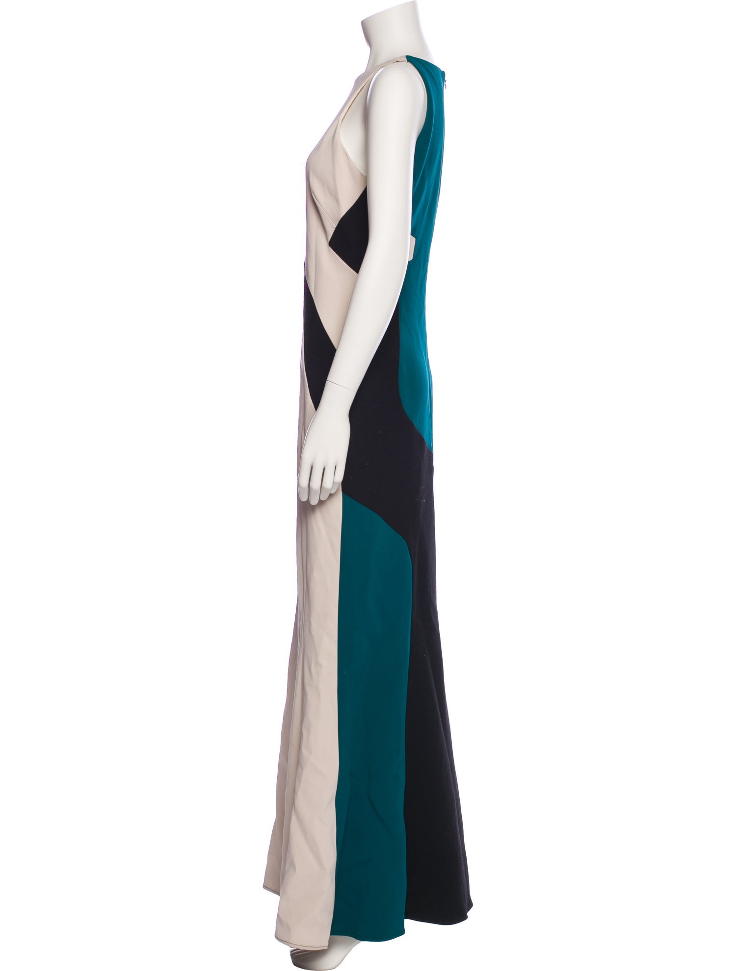 Antonio Berardi Colorblock Pattern Long Dress