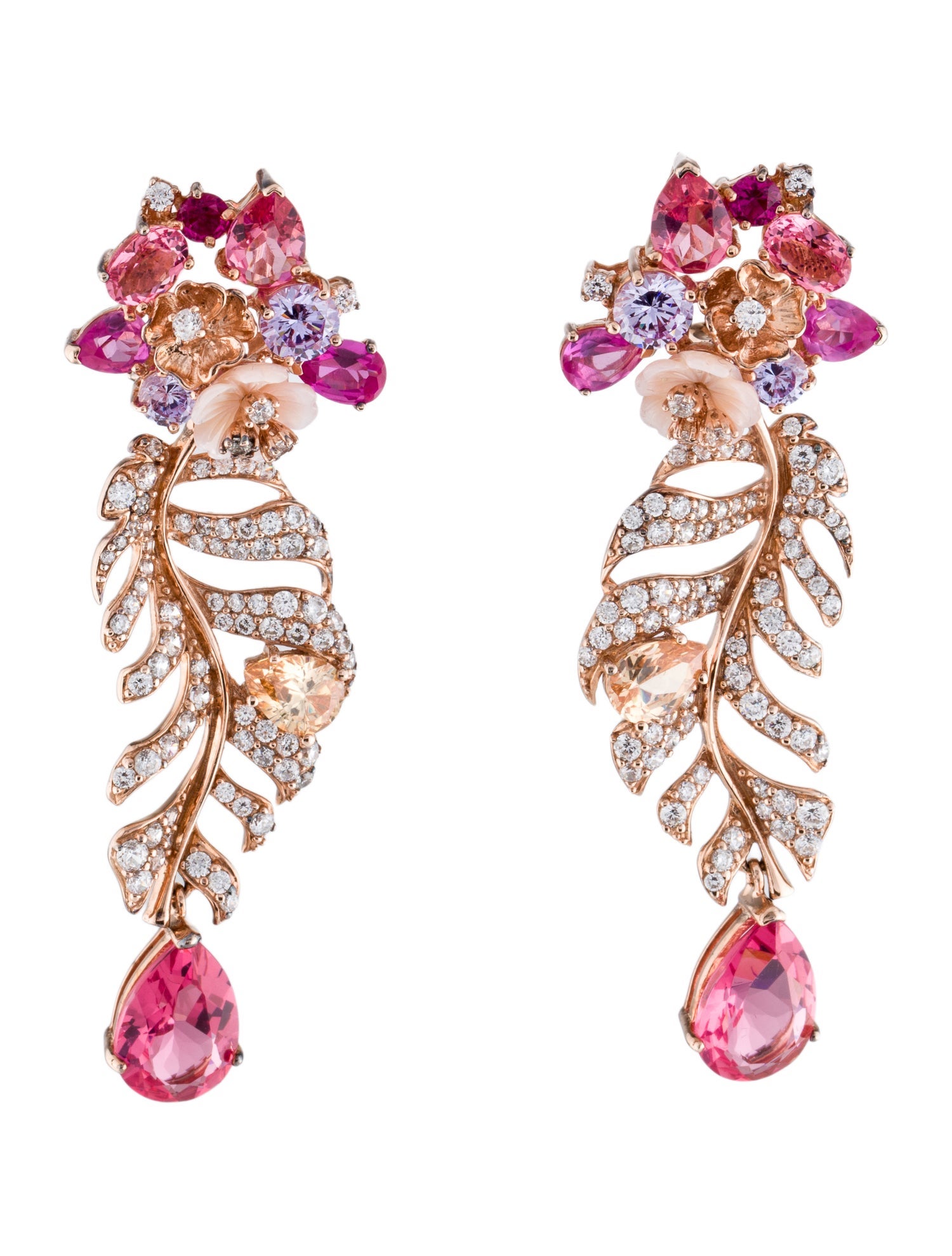 Anabela Chan Mother of Pearl, Synthetic Sapphire & Cubic Zirconia Floral Drop Earrings