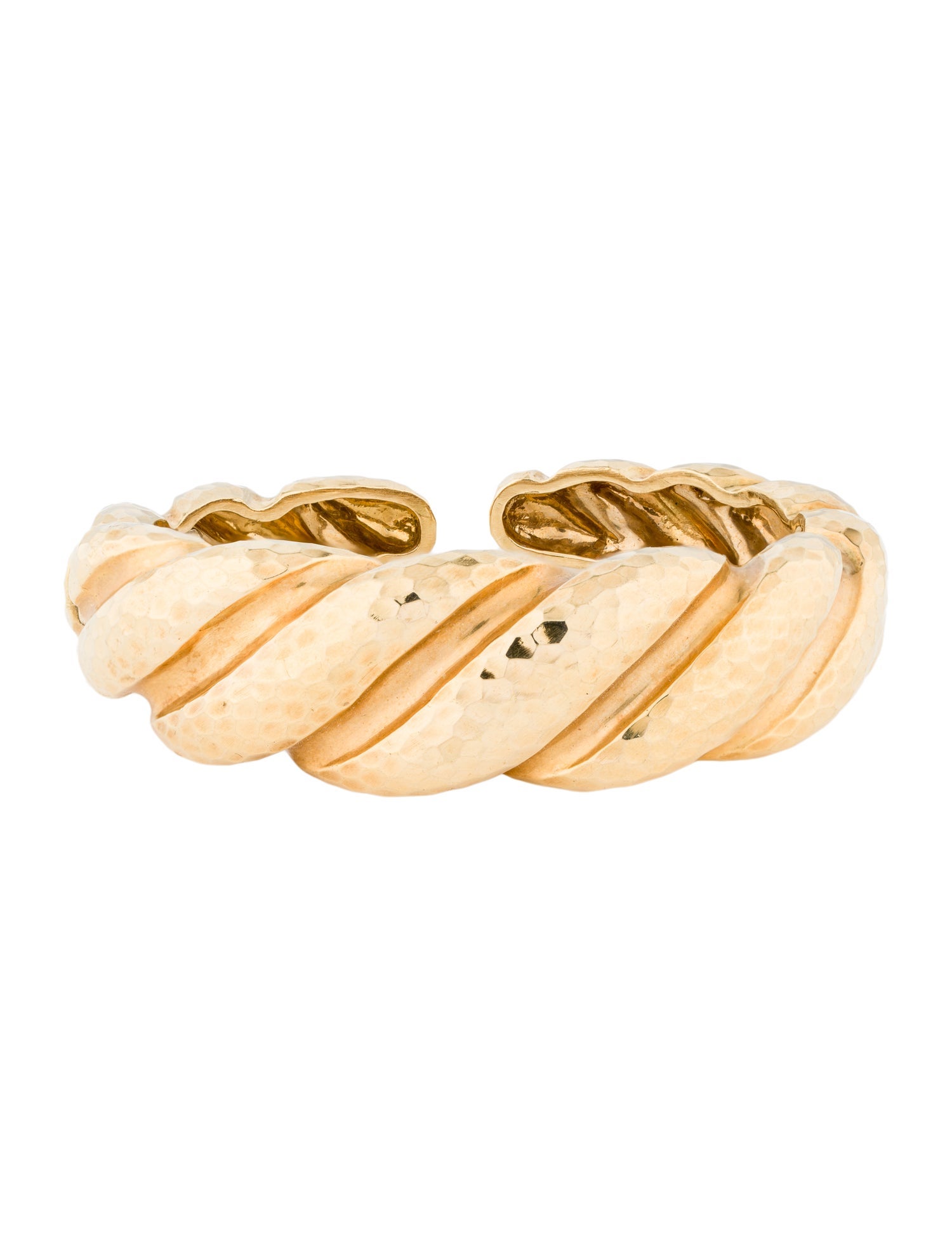 Andrew Clunn 18K Hammered Twist Hinged Cuff Bracelet