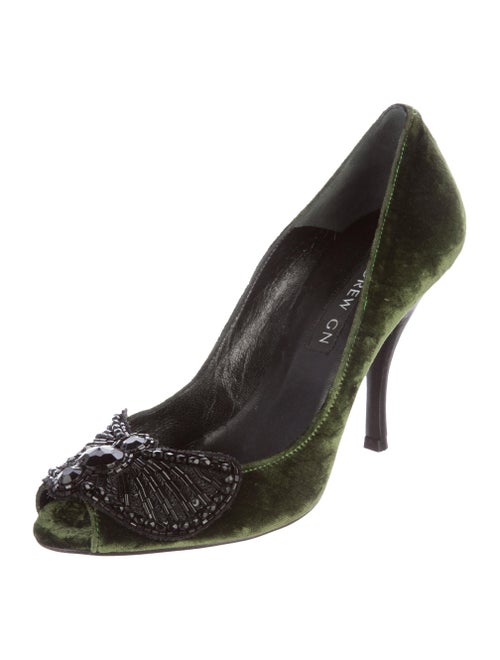 Andrew Gn Velvet Embellished Pumps Shoes AND21622