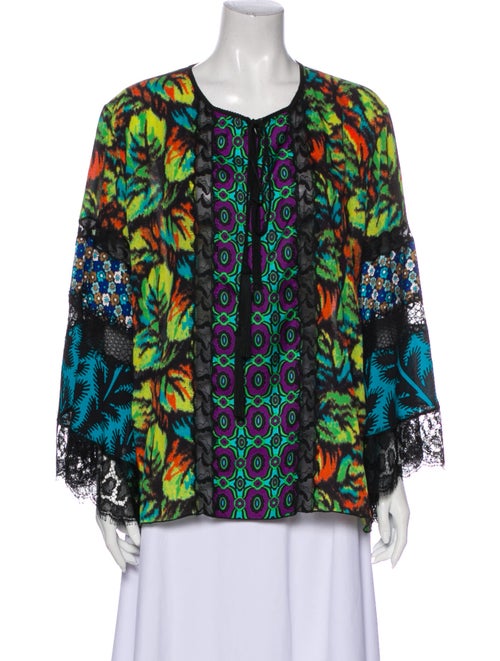 Andrew Gn Silk Floral Print Blouse Green