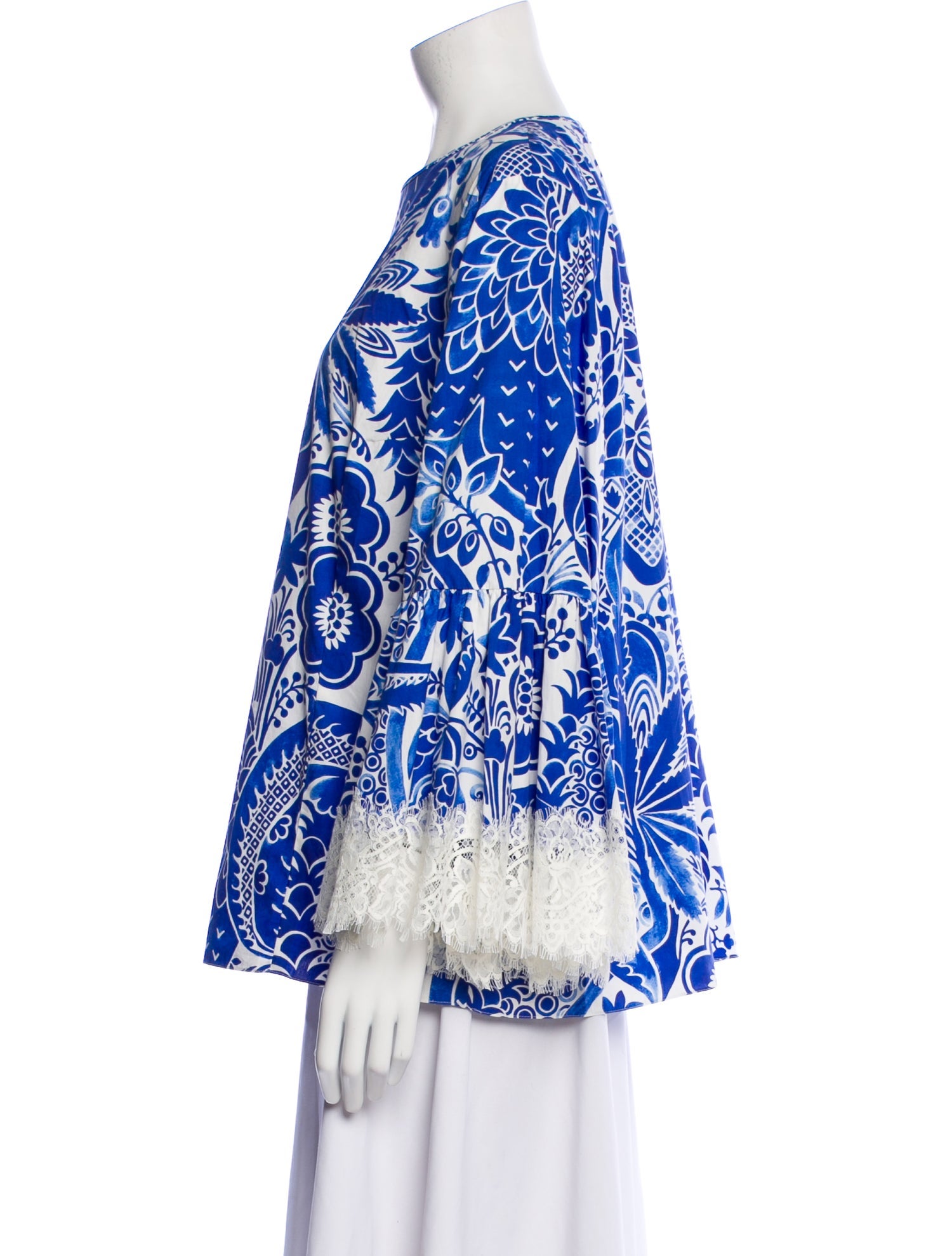 Andrew Gn Printed Scoop Neck Blouse