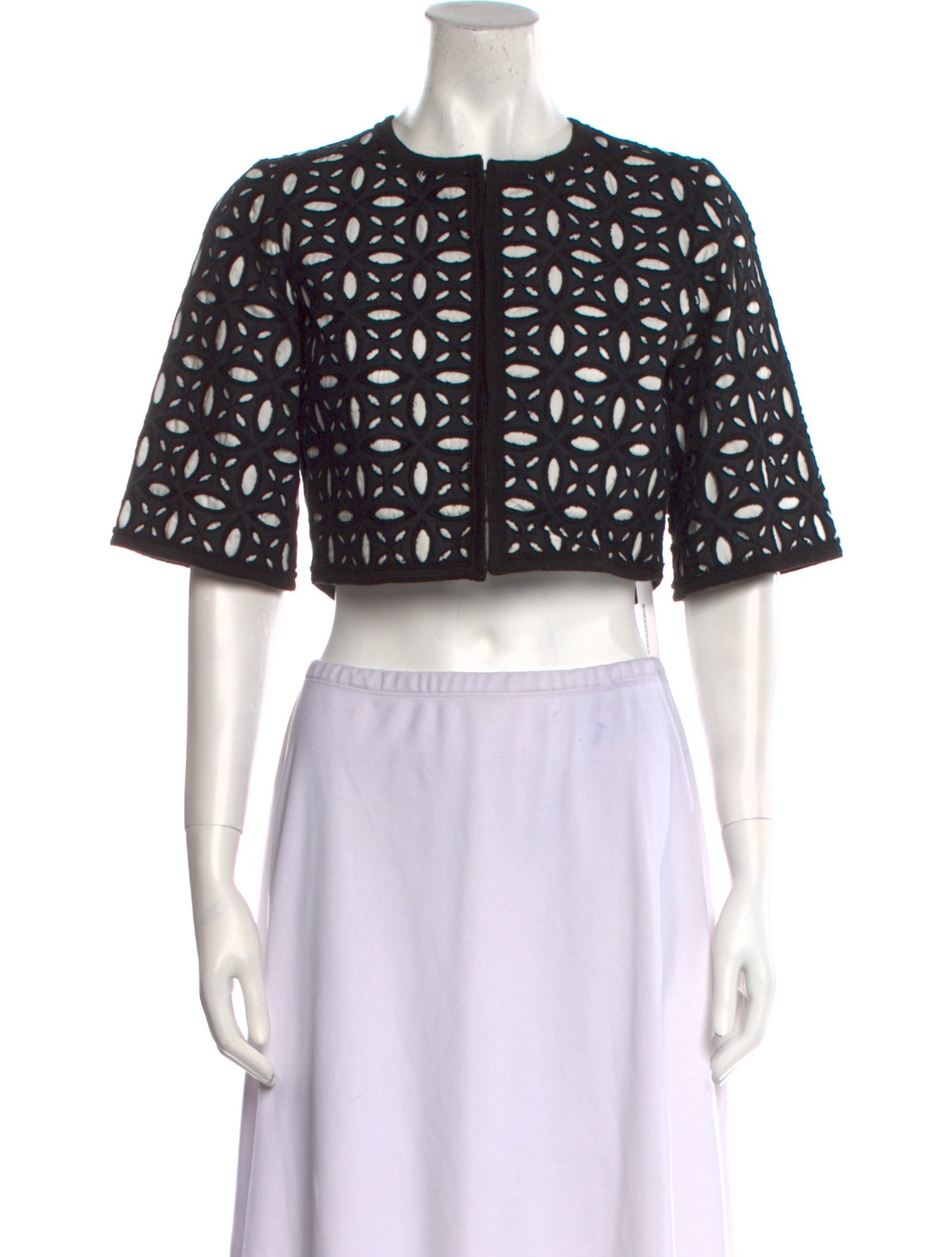 Andrew Gn Lace Pattern Crew Neck Crop Top