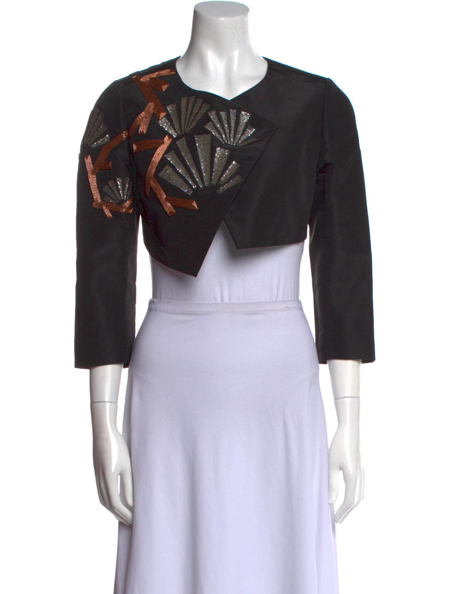 Andrew Gn Silk Printed Crop Top