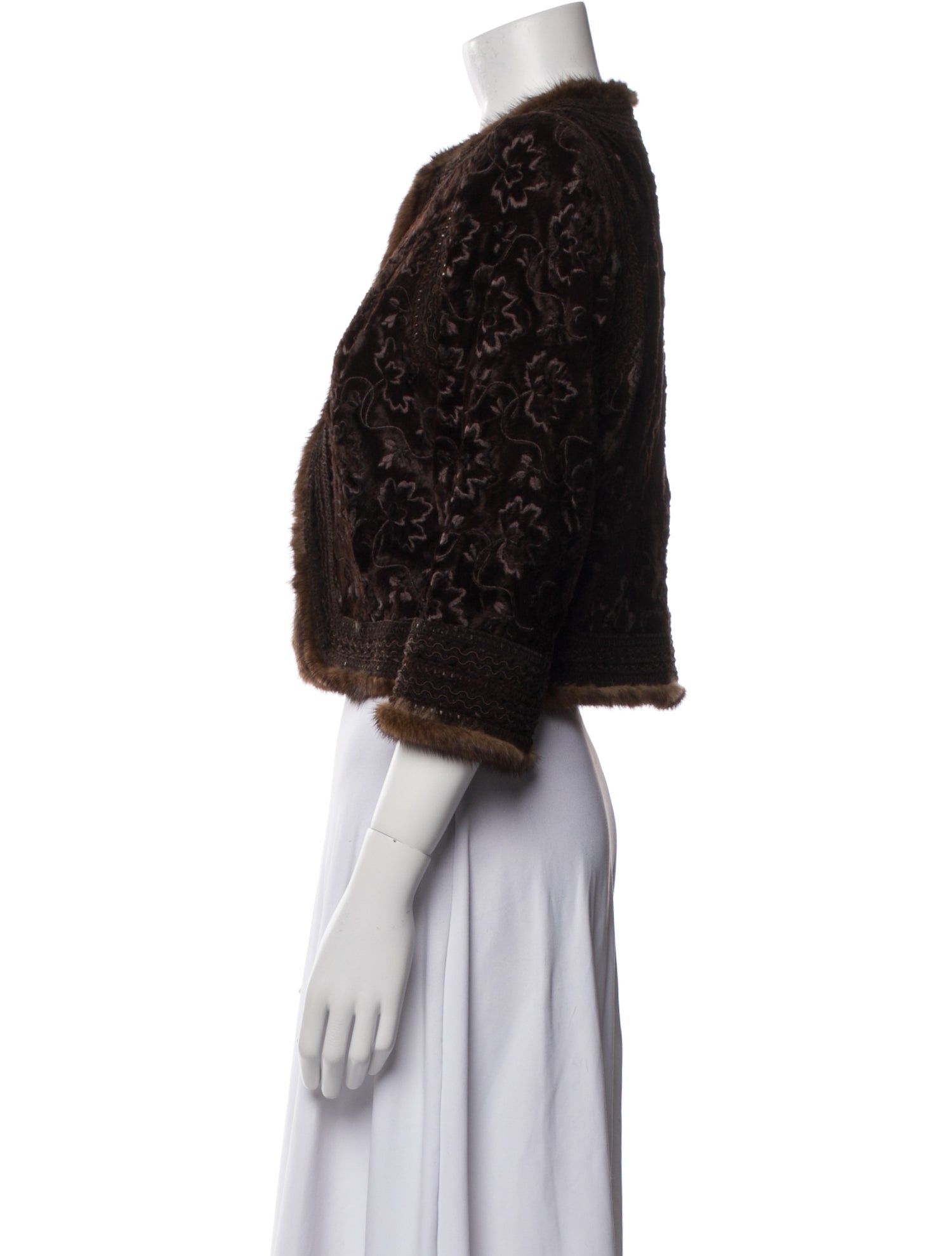 Andrew Gn Tweed Pattern Fur Jacket