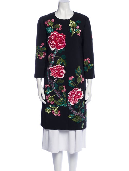 Andrew Gn Silk Floral Print Coat