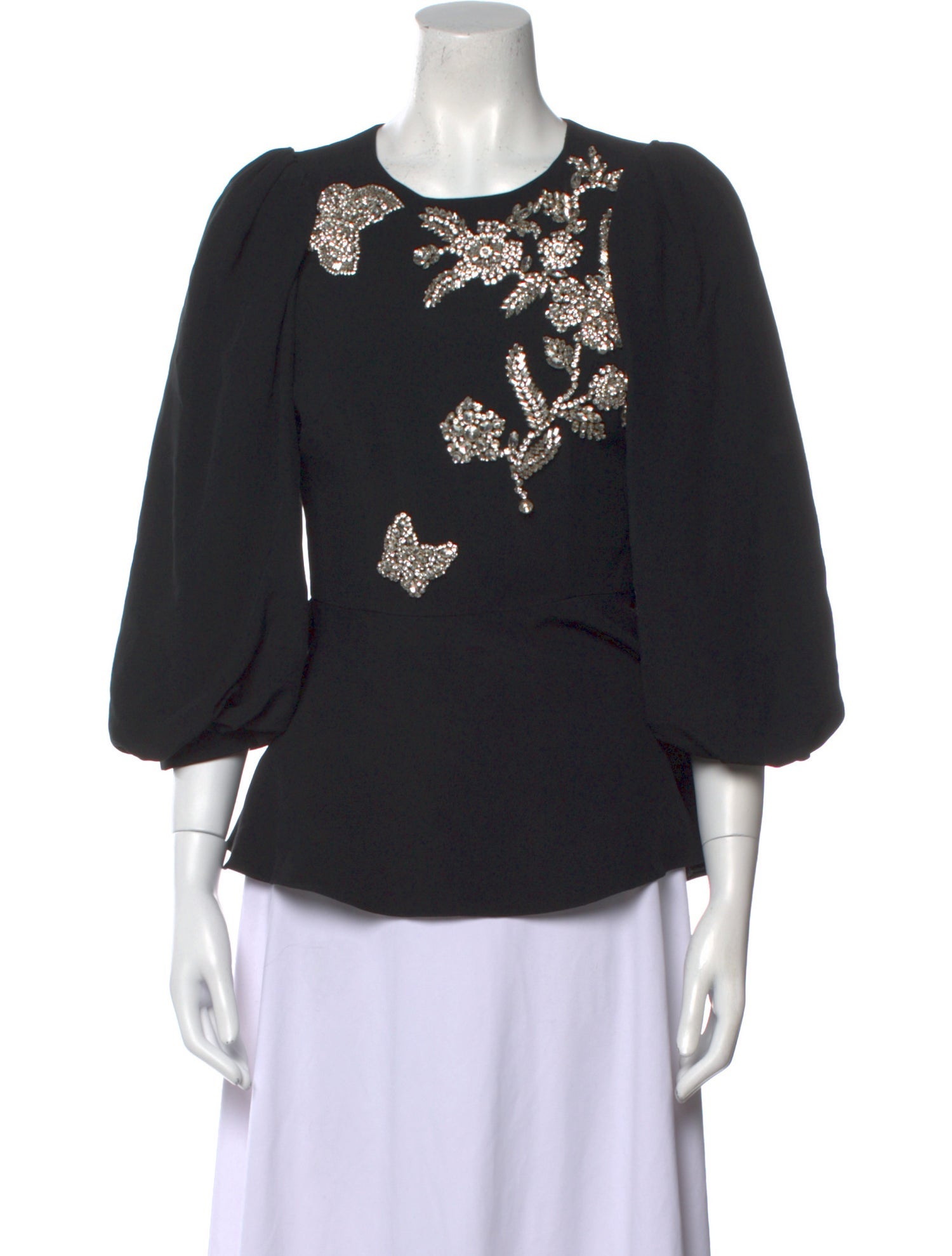 Andrew Gn Patterned Crew Neck Blouse