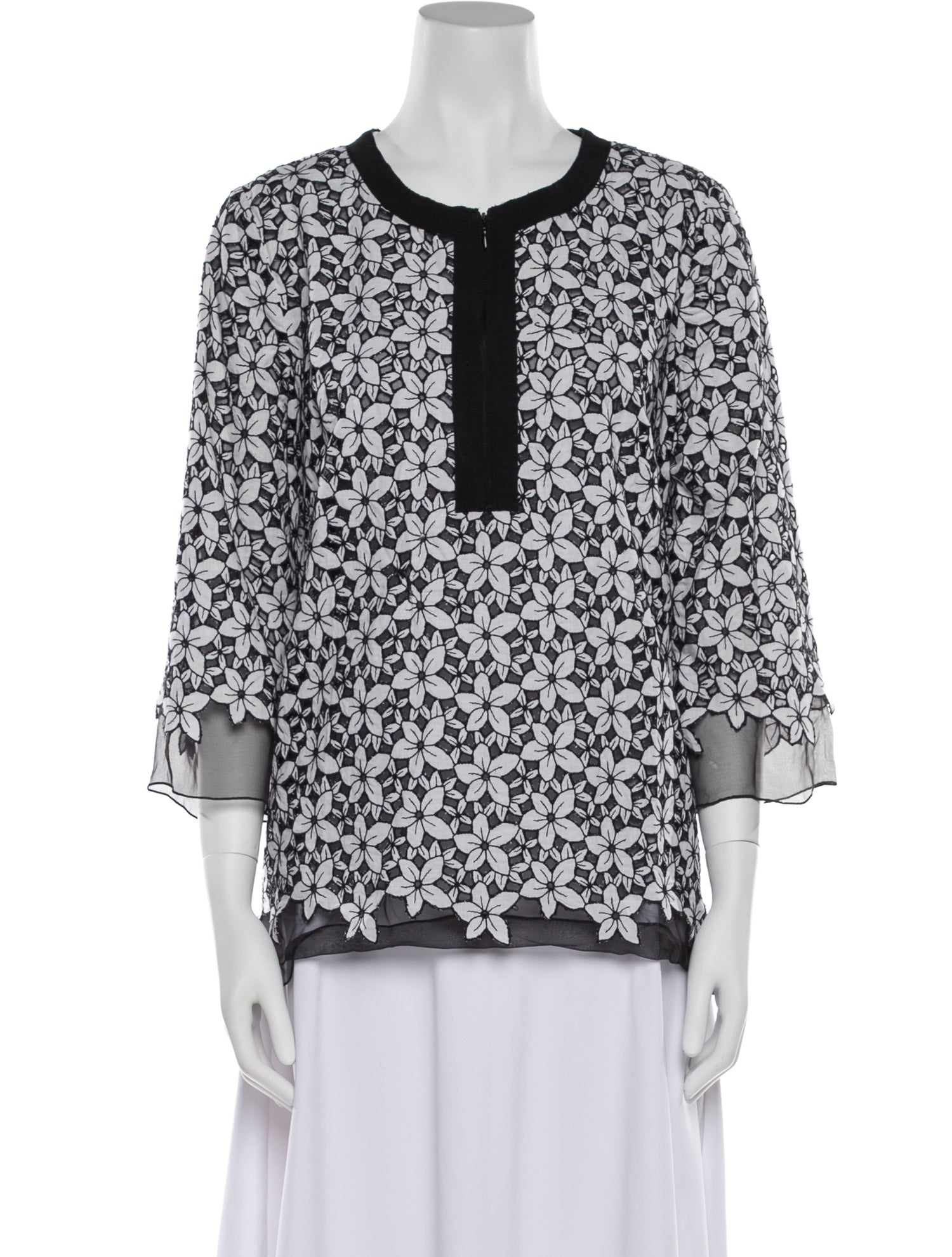 Andrew Gn Floral Print Crew Neck Tunic