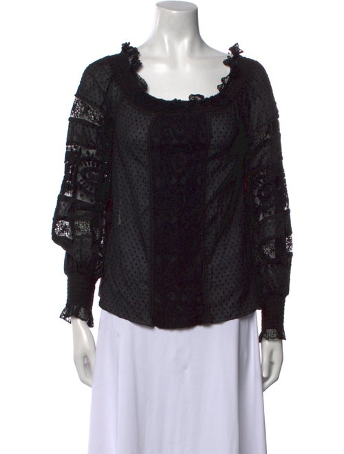 Andrew Gn Lace Pattern Scoop Neck Blouse