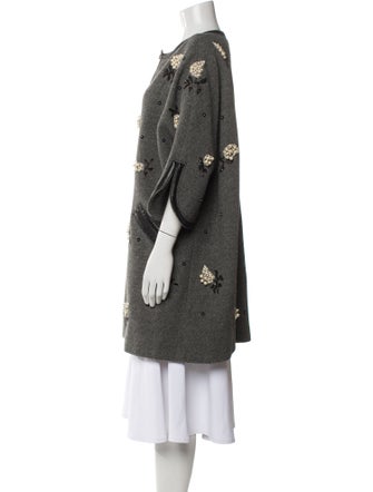 Andrew Gn Virgin Wool Floral Print Denim Jacket