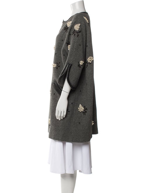 Andrew Gn Virgin Wool Floral Print Denim Jacket