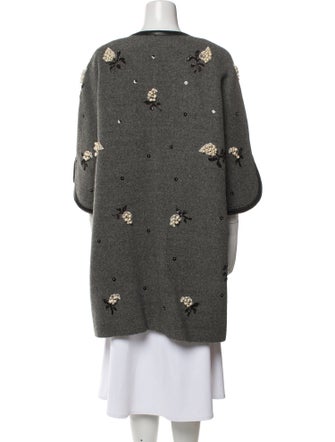 Andrew Gn Virgin Wool Floral Print Denim Jacket