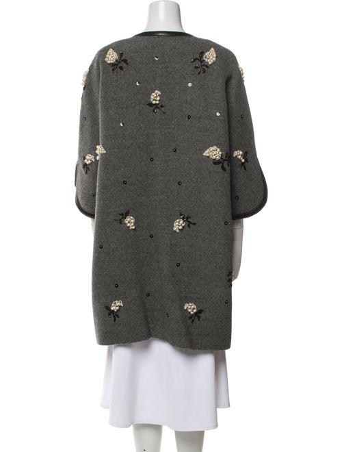 Andrew Gn Virgin Wool Floral Print Denim Jacket