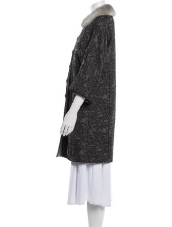 Andrew Gn Virgin Wool Lace Pattern Faux Fur Jacket