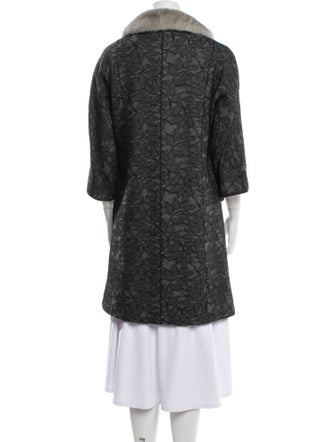 Andrew Gn Virgin Wool Lace Pattern Faux Fur Jacket