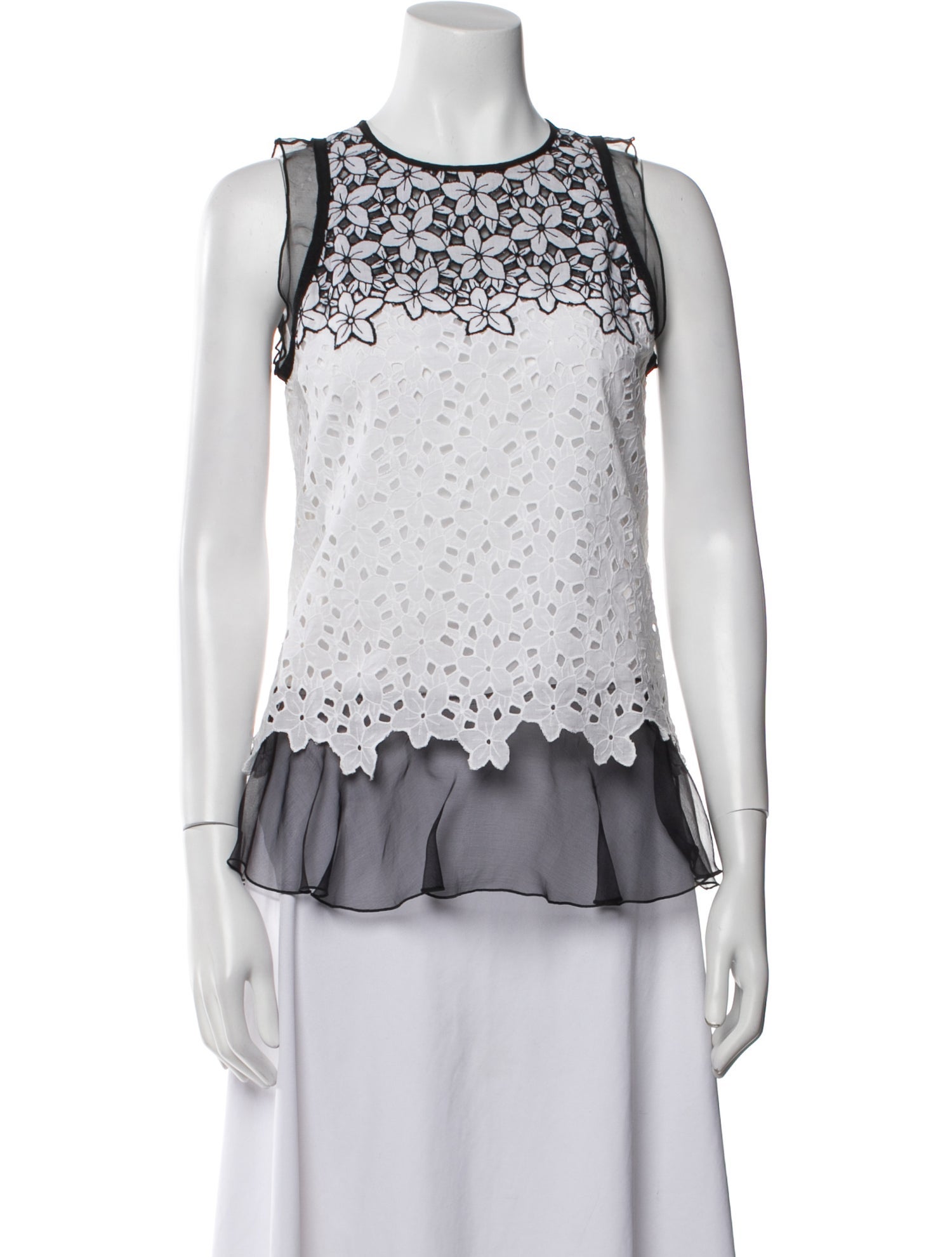 Andrew Gn Lace Pattern Crew Neck Top