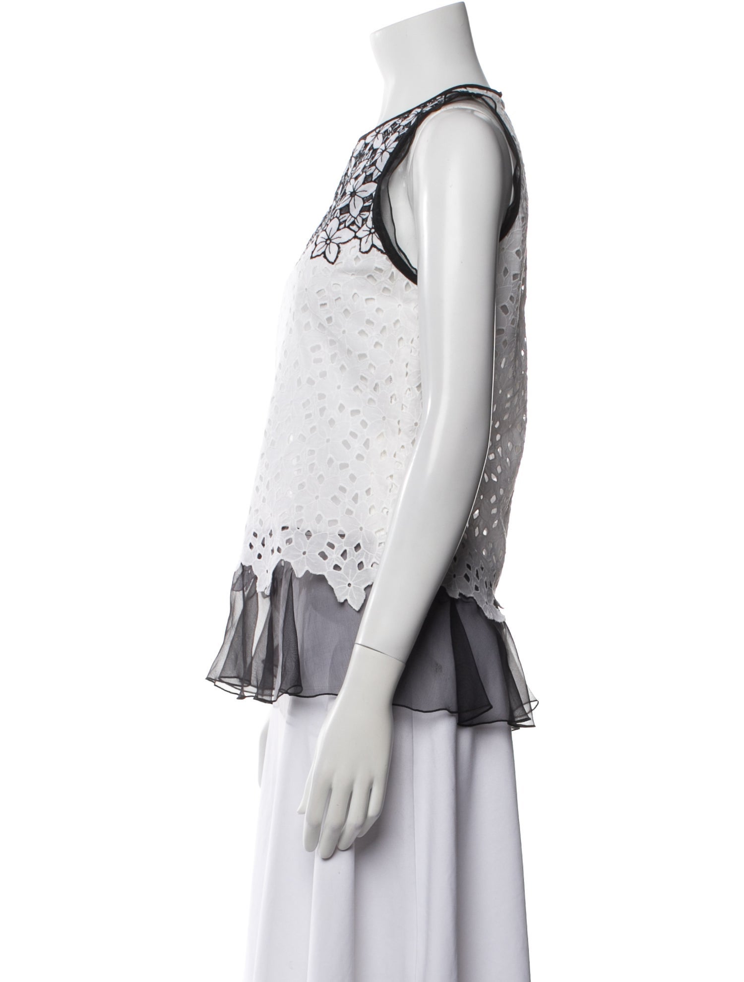 Andrew Gn Lace Pattern Crew Neck Top