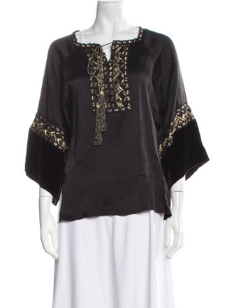 Andrew Gn Printed Square Neckline Blouse