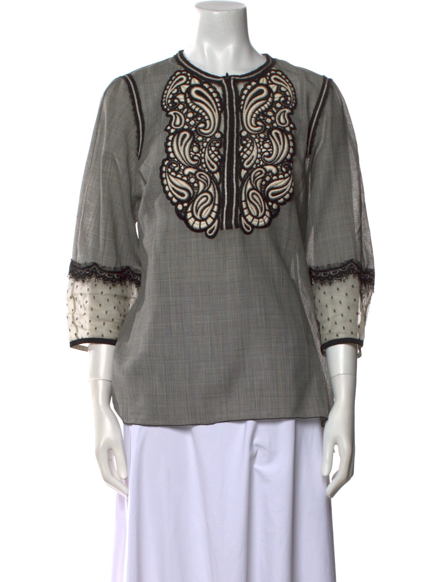 Andrew Gn Crew Neck Three-Quarter Sleeve Sweatshirt