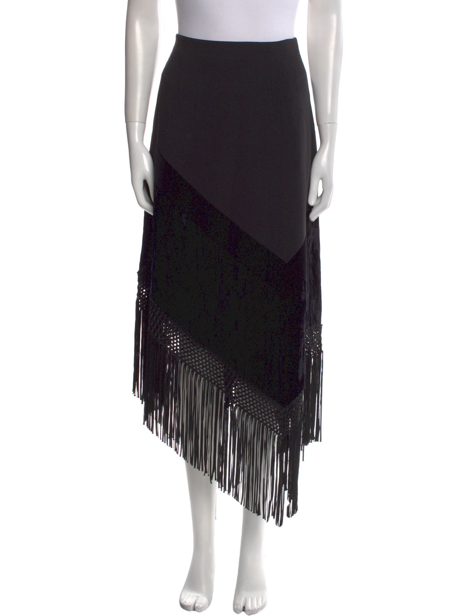 Andrew Gn Fringe Trim Accent Midi Length Skirt