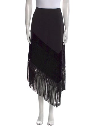 Andrew Gn Fringe Trim Accent Midi Length Skirt