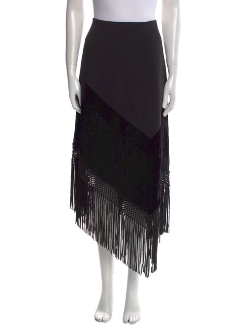 Andrew Gn Fringe Trim Accent Midi Length Skirt