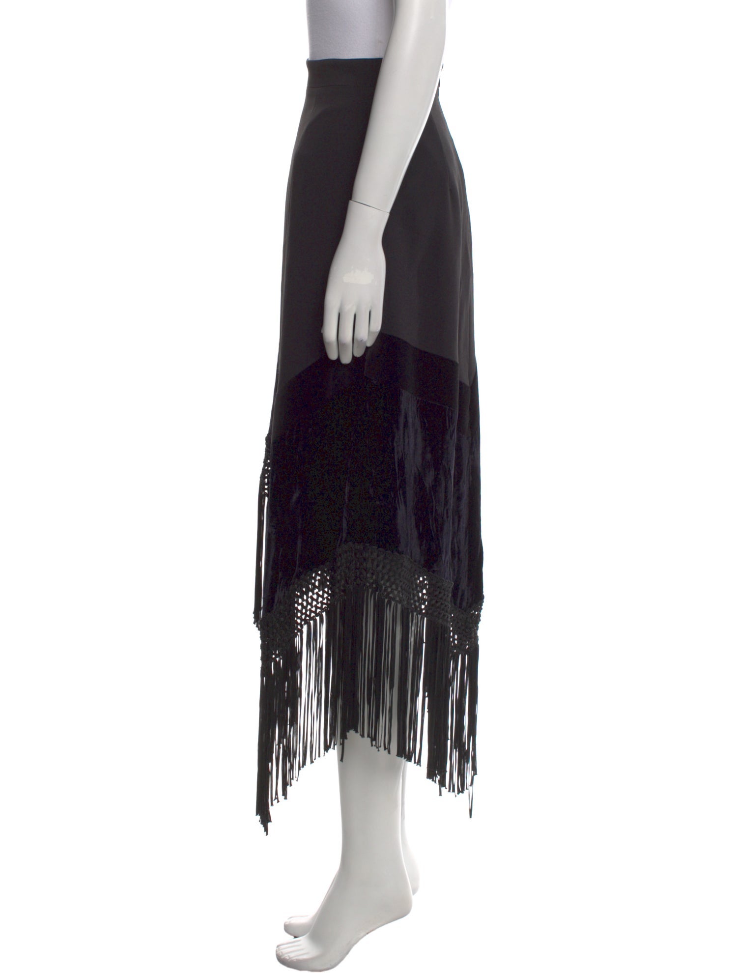 Andrew Gn Fringe Trim Accent Midi Length Skirt