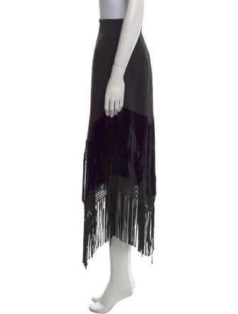 Andrew Gn Fringe Trim Accent Midi Length Skirt
