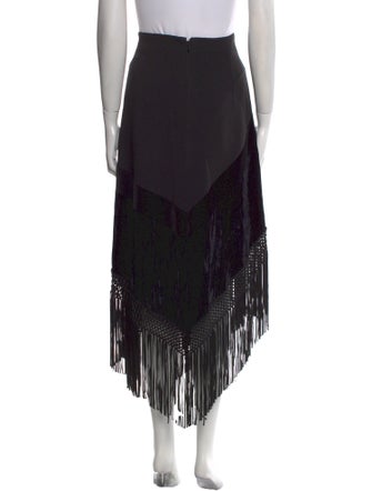 Andrew Gn Fringe Trim Accent Midi Length Skirt