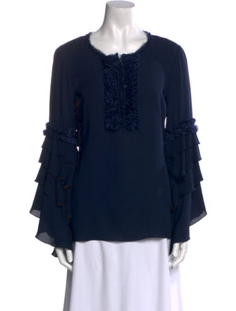 Andrew Gn Silk Scoop Neck Blouse