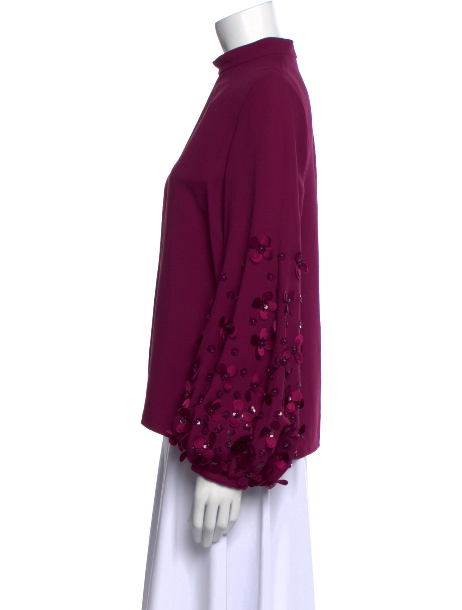 Andrew Gn Mock Neck Long Sleeve Blouse